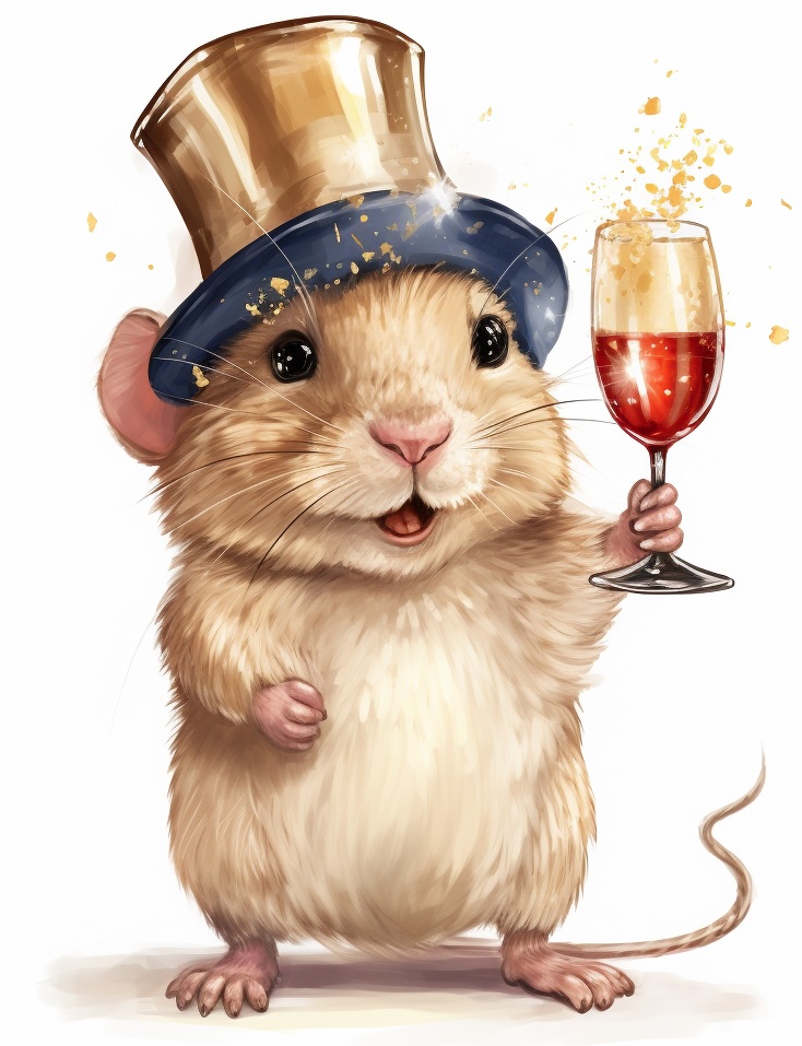 Gerbil celebrating New Years